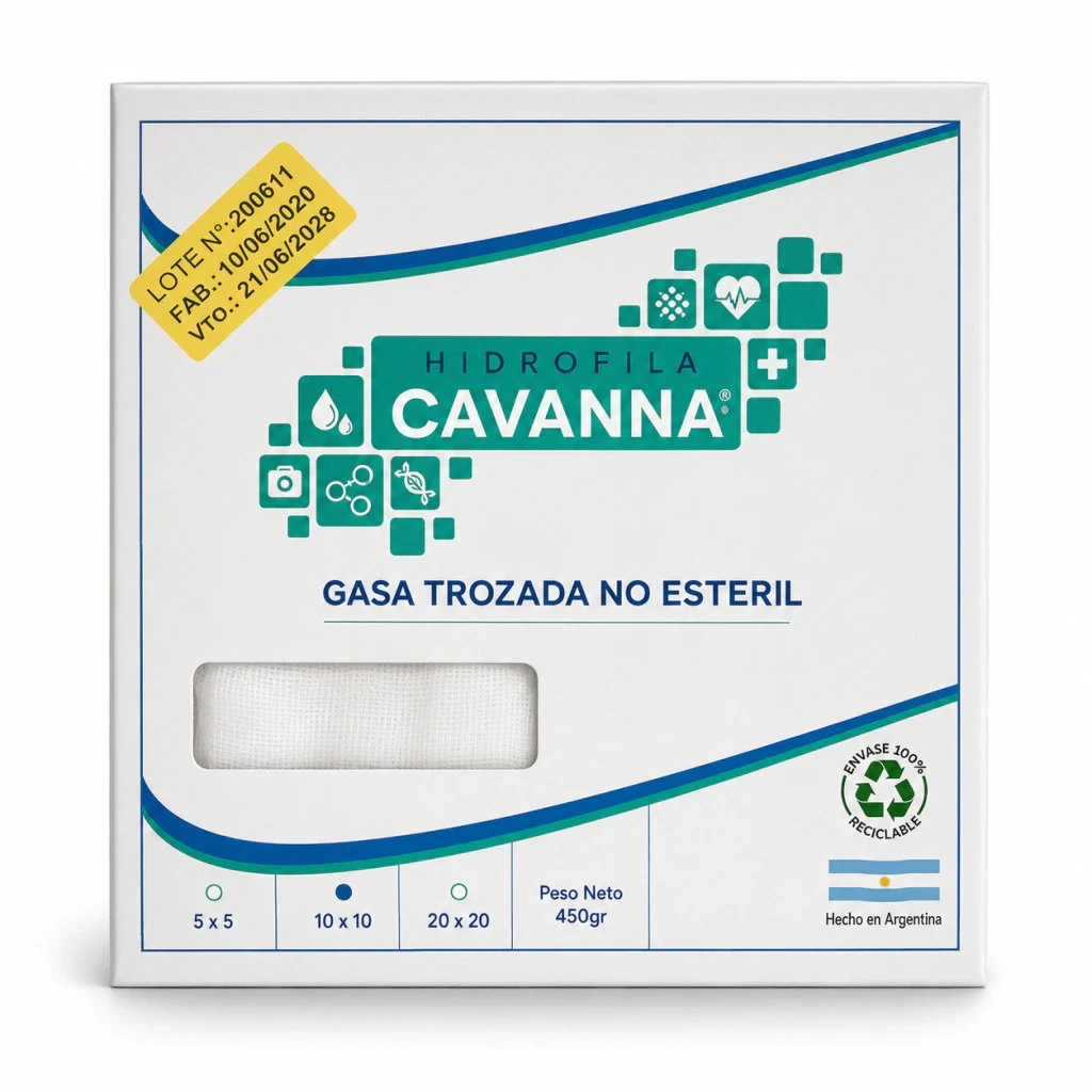 Gasa Trozada No Estéril Cavanna 100% Algodón
