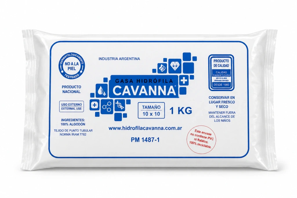 Pieza de Gasa Hidrófila Cavanna 1 kg 100% Algodón