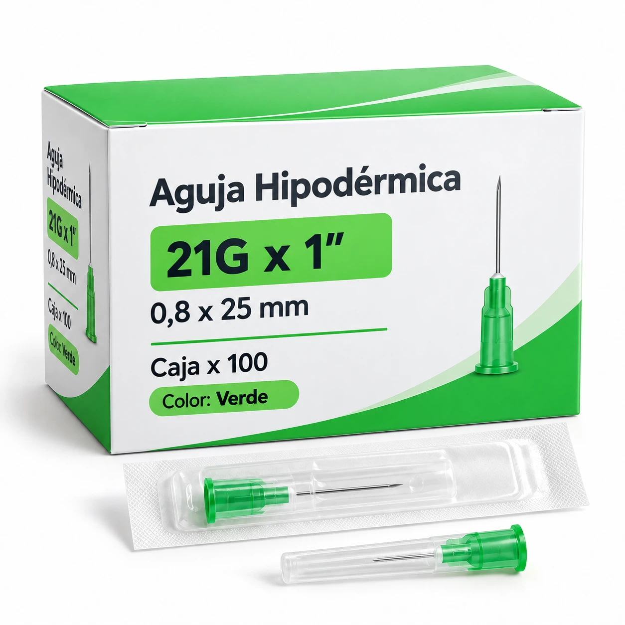 Aguja 25/8 Pack x 100 Unidades 21G x 1"