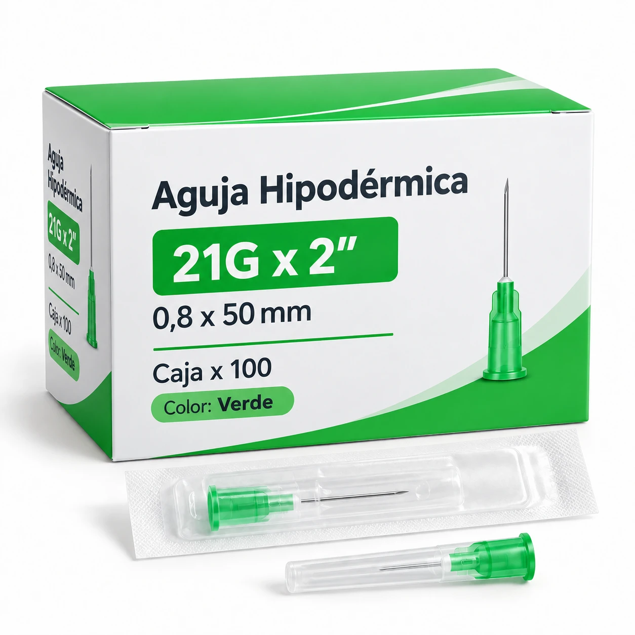 Aguja 50/8 Pack x 100 Unidades 21G x 2"