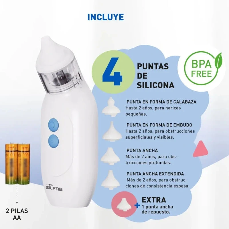 Aspirador Nasal Eléctrico Silfab AN10 para Bebés