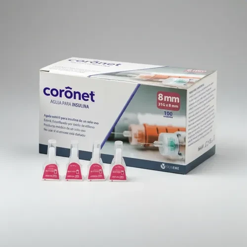 Agujas para Insulina Coronet 31G x 8 mm — Caja x100