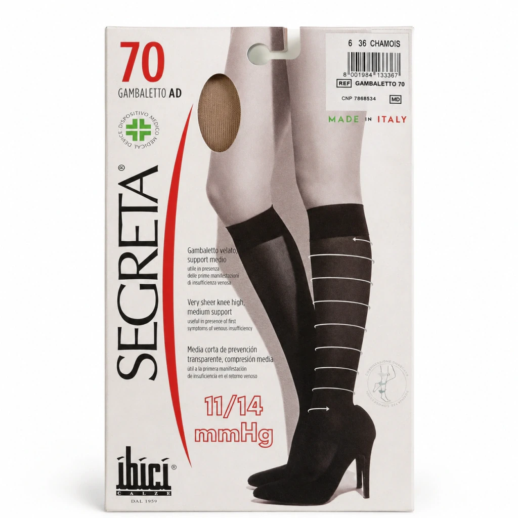 Media Terapéutica 3/4 Ibici Segreta Gambaletto 70 11/14 mmHg