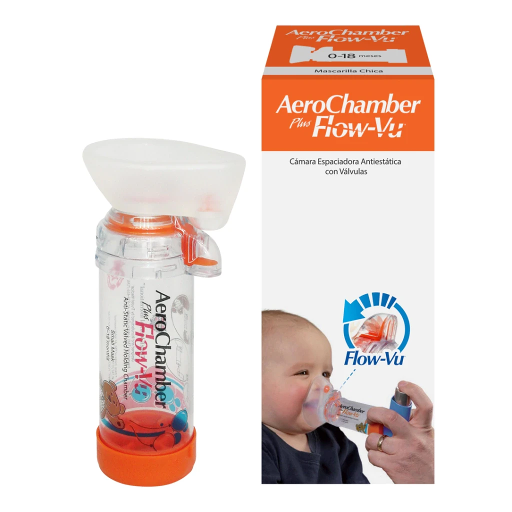 Aerocámara AeroChamber Plus Flow-Vu Neonatal con Mascarilla Chica (0 a 18 meses)