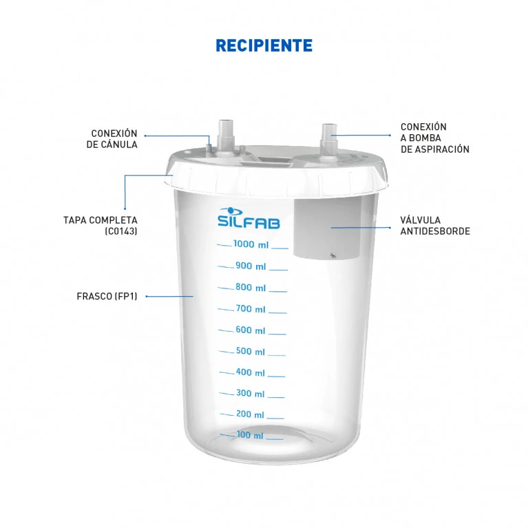 Aspirador de Secreciones Silfab N33-A de Uso Continuo con Recipiente 1 Litro