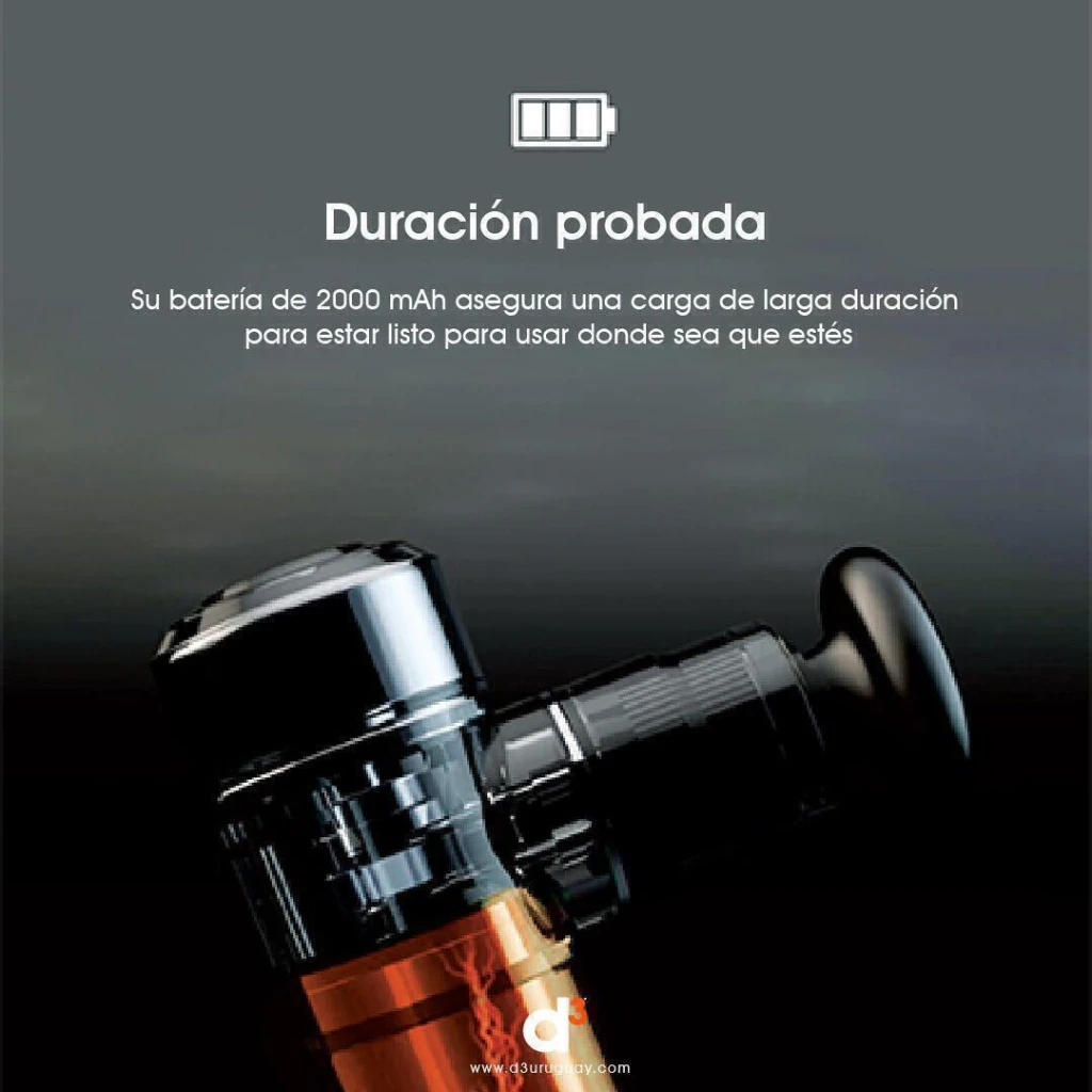 Pistola Masajeadora Muscular D3 Portátil con 4 Cabezales