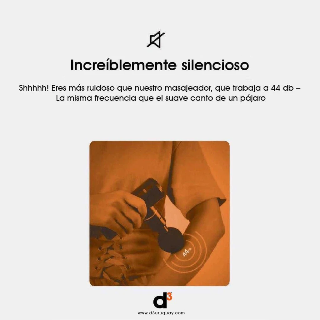 Pistola Masajeadora Muscular D3 Portátil con 4 Cabezales