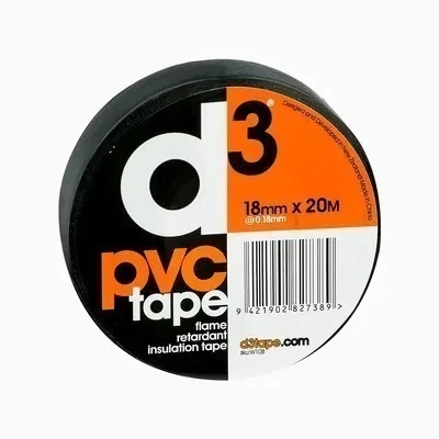 Cinta PVC D3 para Fijación de Vendajes 18 mm x 20 m Negra